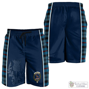 MacCorquodale (McCorquodale) Tartan Men's Shorts with Family Crest and Scottish Thistle Vibes Sport Style