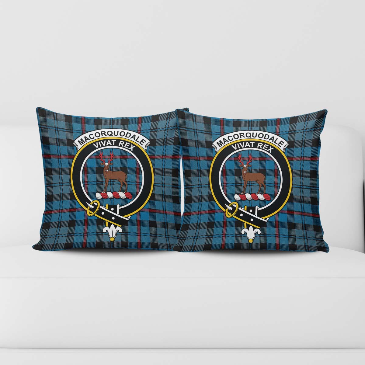 MacCorquodale Tartan Pillow Cover with Family Crest - Tartanvibesclothing