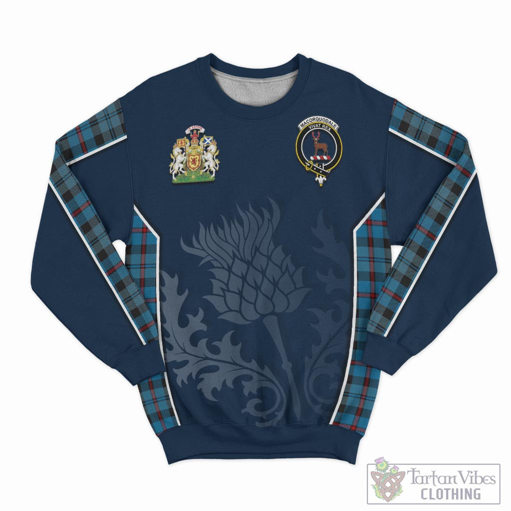 Tartan Vibes Clothing MacCorquodale Tartan Sweatshirt with Family Crest and Scottish Thistle Vibes Sport Style