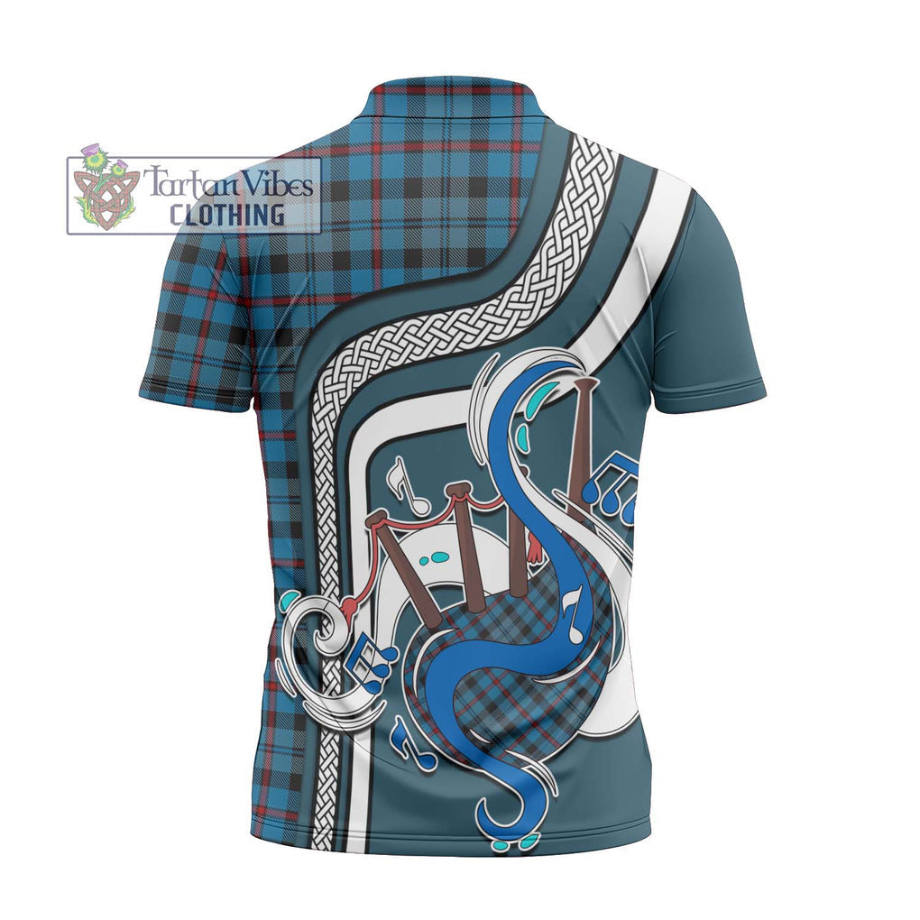 MacCorquodale (McCorquodale) Tartan Zipper Polo Shirt with Epic Bagpipe Style - Tartanvibesclothing Shop