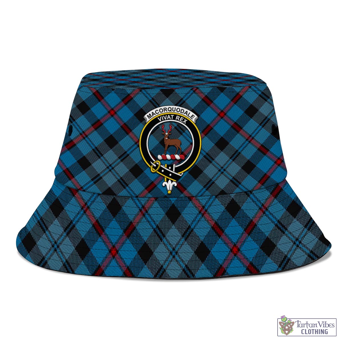 Tartan Vibes Clothing MacCorquodale Tartan Bucket Hat with Family Crest