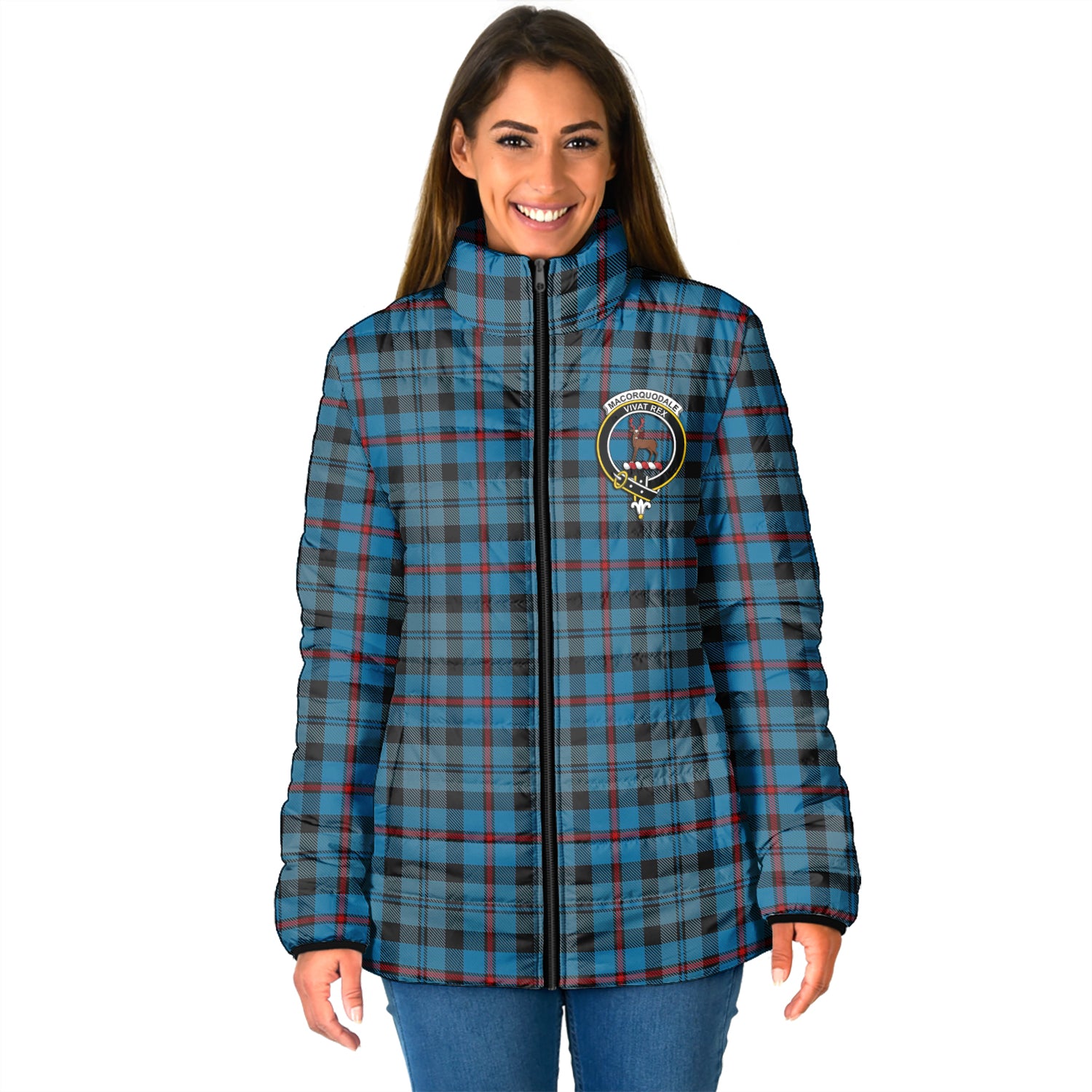 MacCorquodale (McCorquodale) Tartan Padded Jacket with Family Crest - Tartan Vibes Clothing