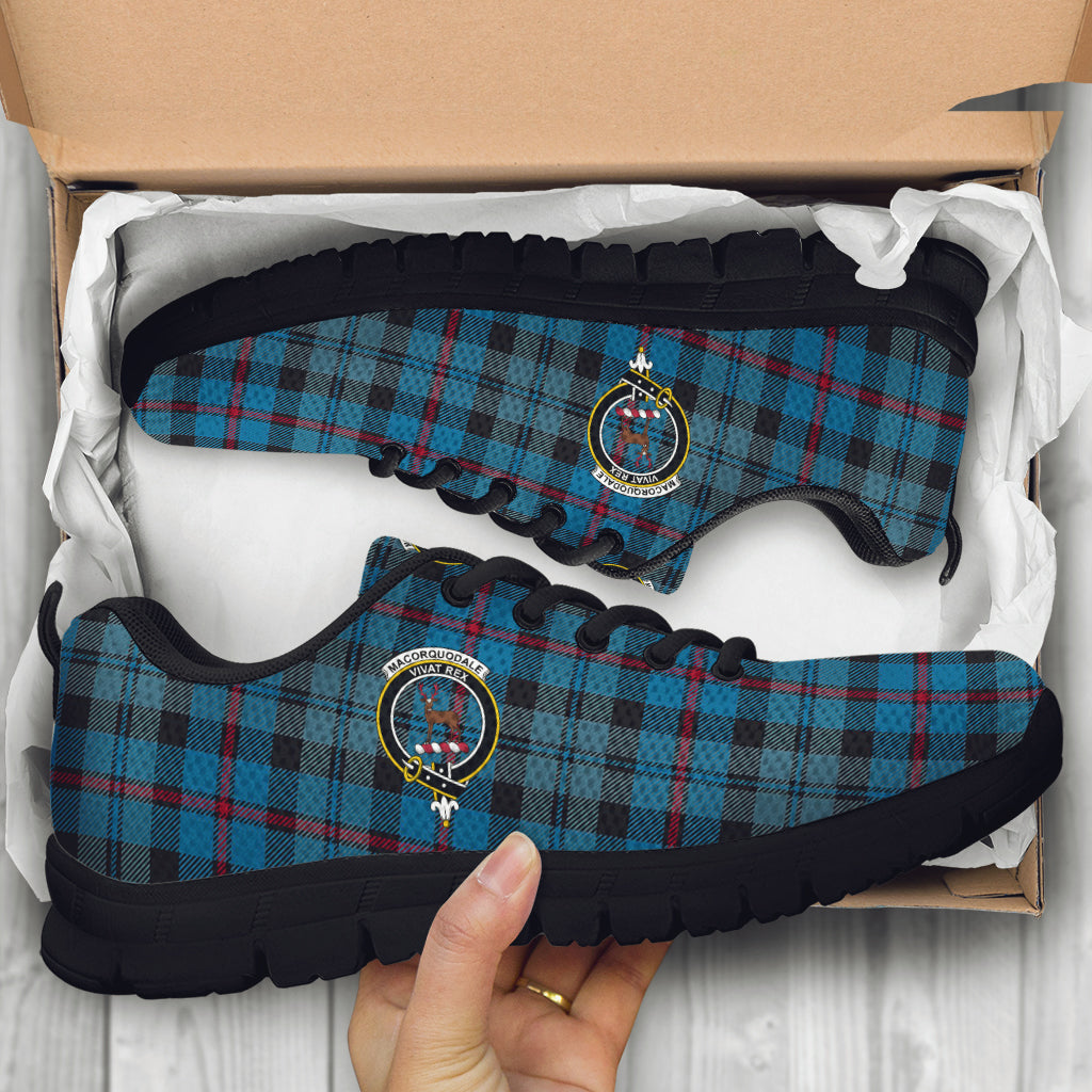 MacCorquodale (McCorquodale) Tartan Sneakers with Family Crest - Tartan Vibes Clothing