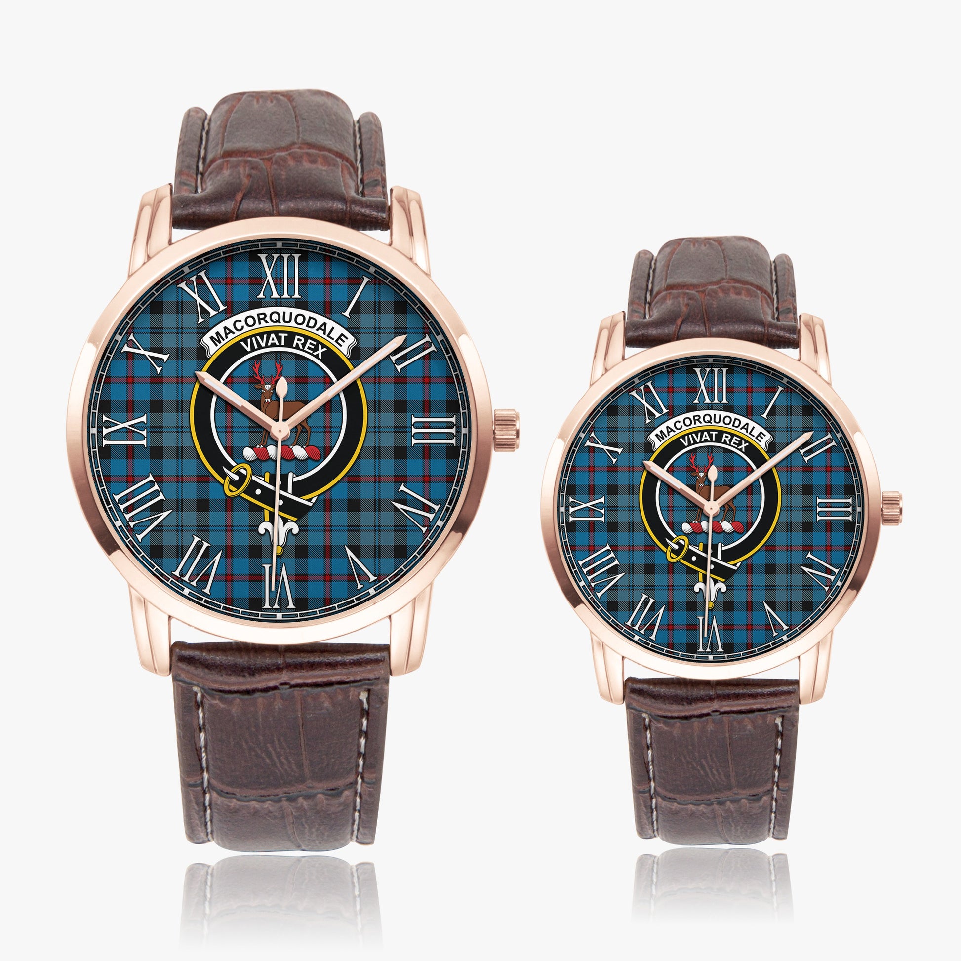 MacCorquodale Tartan Family Crest Leather Strap Quartz Watch - Tartanvibesclothing