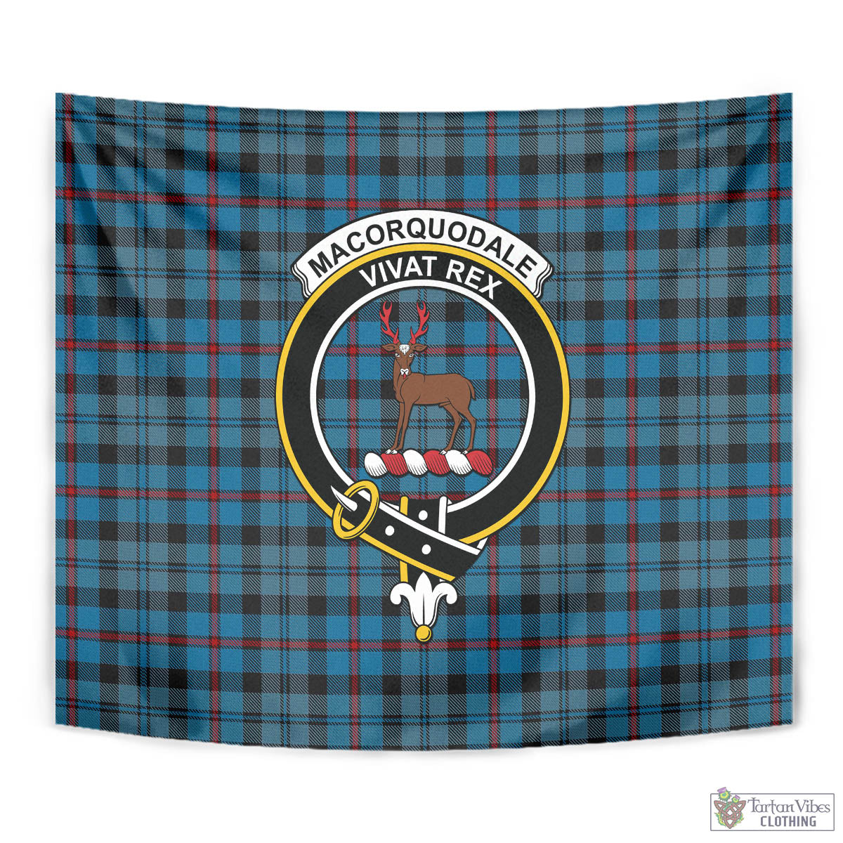 Tartan Vibes Clothing MacCorquodale Tartan Tapestry Wall Hanging and Home Decor for Room with Family Crest