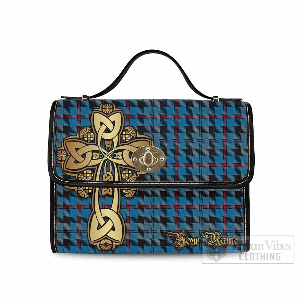 Tartan Vibes Clothing MacCorquodale (McCorquodale) Tartan Waterproof Canvas Bag Golden Thistle Celtic Cross Style