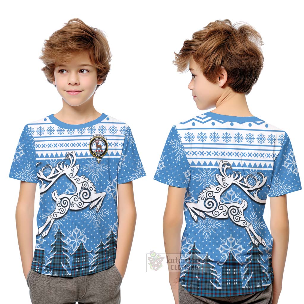 Tartan Vibes Clothing MacCorquodale (McCorquodale) Clan Christmas Kid T-Shirt Celtic Reindeer Style