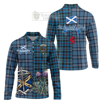 MacCorquodale (McCorquodale) Tartan Long Sleeve Polo Shirt Happy St. Andrew's Day Half Tartan Style