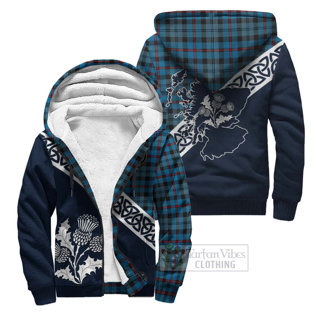 Tartan Vibes Clothing MacCorquodale (McCorquodale) Tartan Sherpa Hoodie Featuring Thistle and Scotland Map