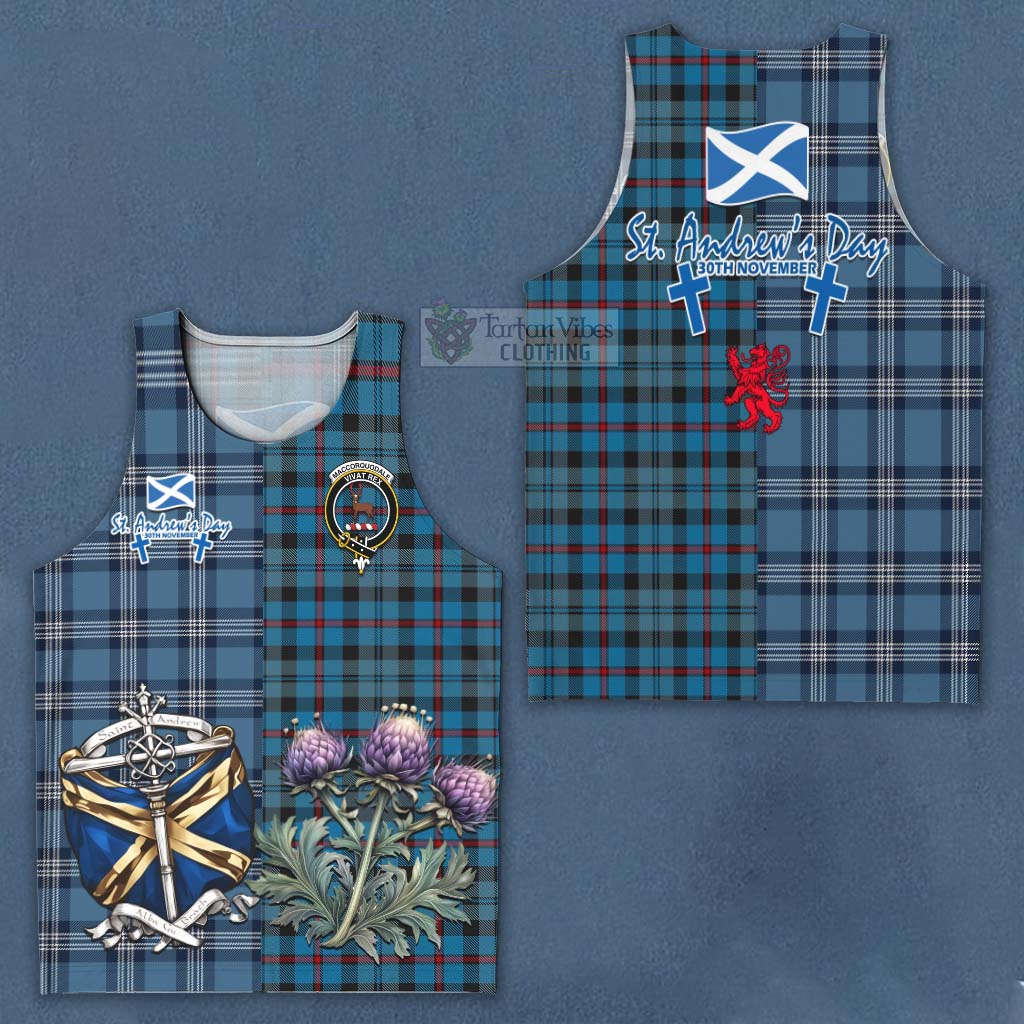 Tartan Vibes Clothing MacCorquodale (McCorquodale) Tartan Men's Tank Top Happy St. Andrew's Day Half Tartan Style