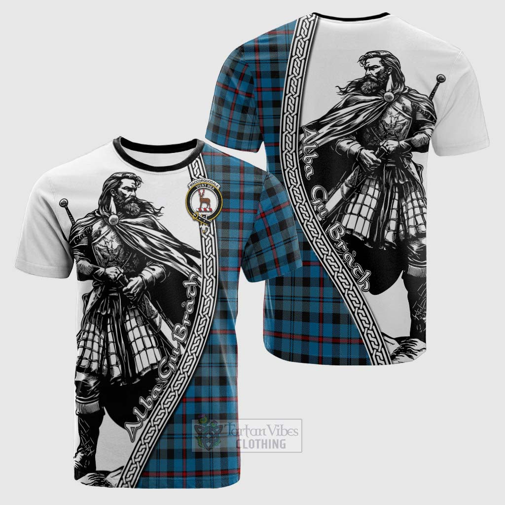 Tartan Vibes Clothing MacCorquodale (McCorquodale) Tartan Clan Crest Cotton T-shirt with Highlander Warrior Celtic Style