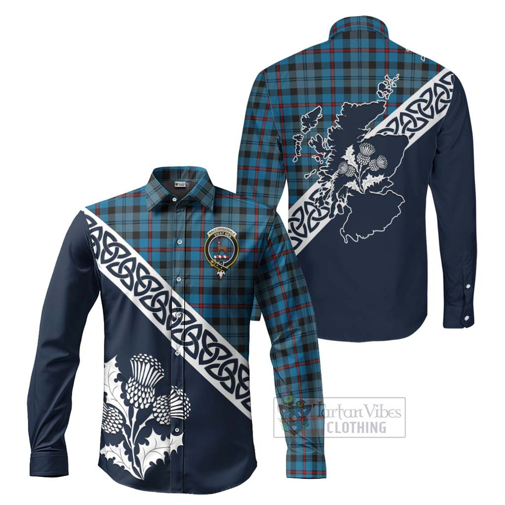 Tartan Vibes Clothing MacCorquodale (McCorquodale) Tartan Long Sleeve Button Shirt Featuring Thistle and Scotland Map