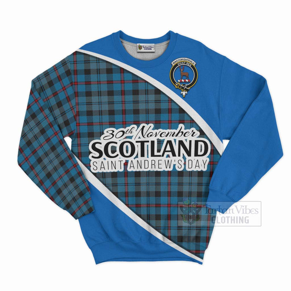 Tartan Vibes Clothing MacCorquodale (McCorquodale) Family Crest Tartan Sweatshirt Celebrate Saint Andrew's Day in Style