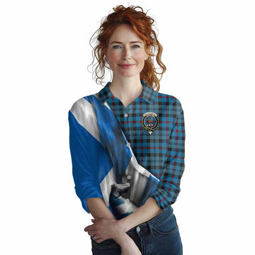 MacCorquodale (McCorquodale) Tartan Women's Casual Shirt with Family Crest Scotland Patriotic Style