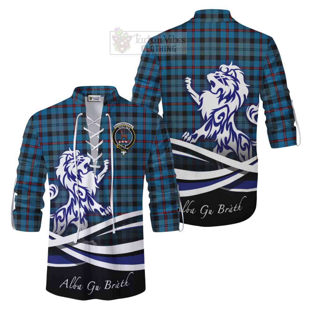 Tartan Vibes Clothing MacCorquodale (McCorquodale) Tartan Ghillie Kilt Shirt with Alba Gu Brath Regal Lion Emblem