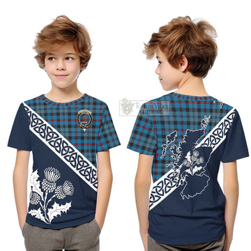 MacCorquodale (McCorquodale) Tartan Kid T-Shirt Featuring Thistle and Scotland Map