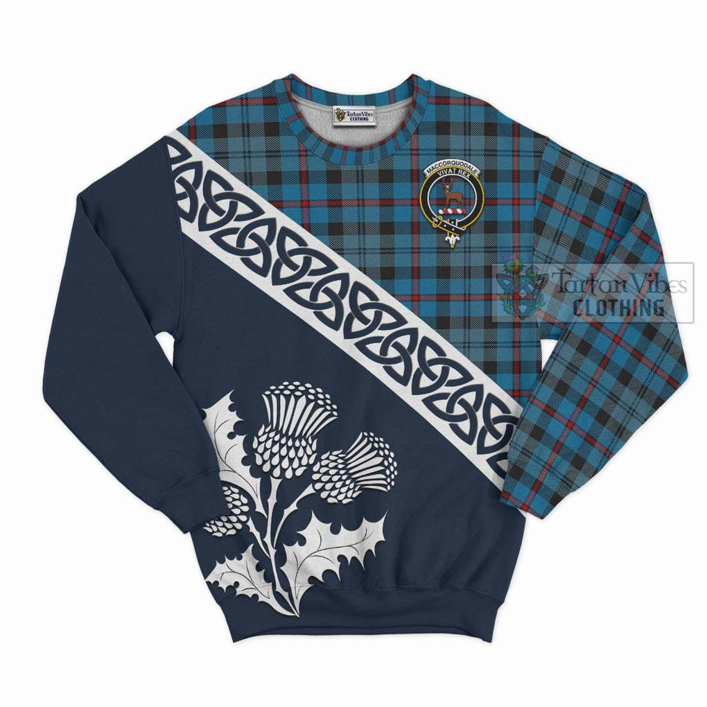 Tartan Vibes Clothing MacCorquodale (McCorquodale) Tartan Sweatshirt Featuring Thistle and Scotland Map