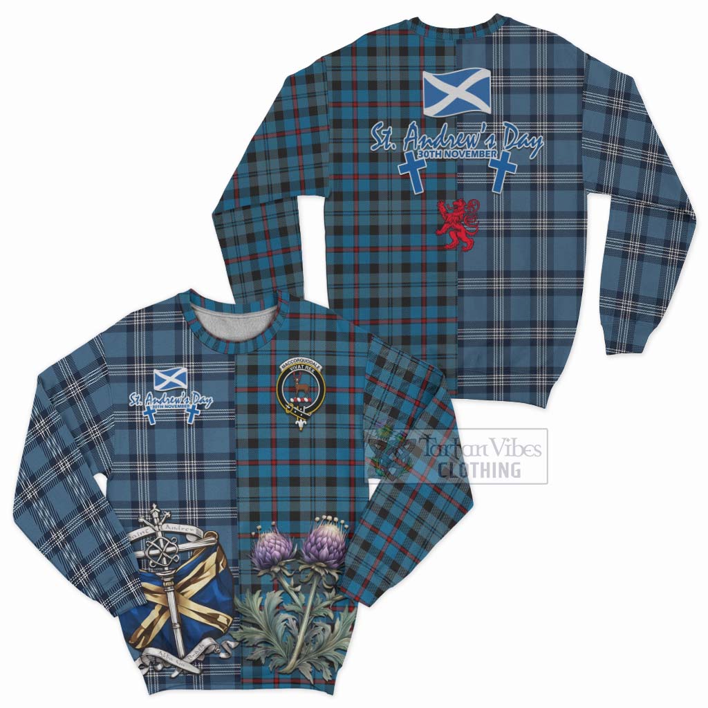 Tartan Vibes Clothing MacCorquodale (McCorquodale) Tartan Sweatshirt Happy St. Andrew's Day Half Tartan Style