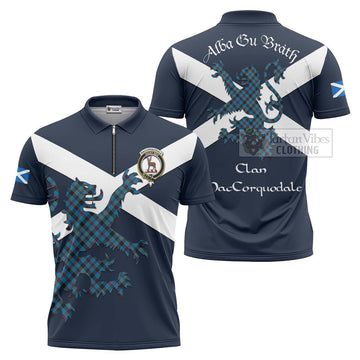 MacCorquodale (McCorquodale) Tartan Lion Rampant Zipper Polo Shirt Proudly Display Your Heritage with Alba Gu Brath and Clan Name