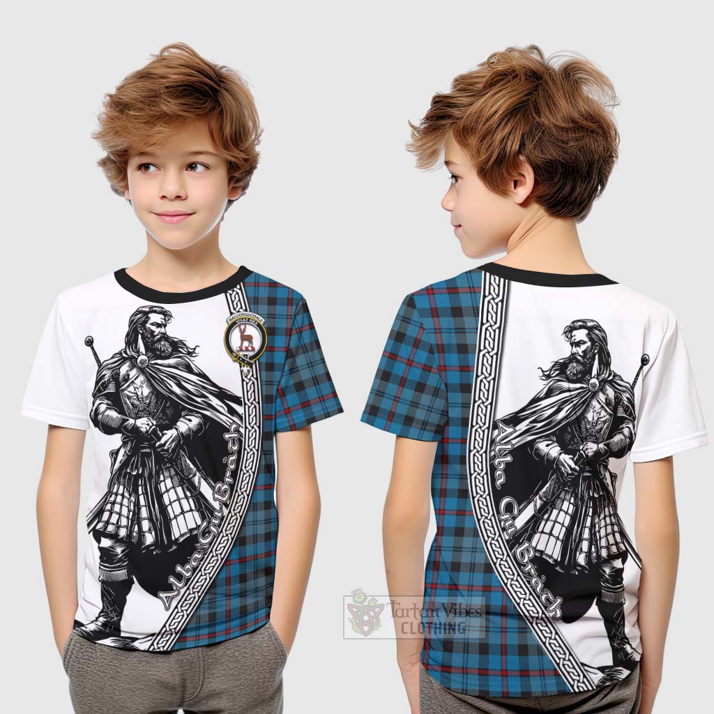 Tartan Vibes Clothing MacCorquodale (McCorquodale) Tartan Clan Crest Kid T-Shirt with Highlander Warrior Celtic Style