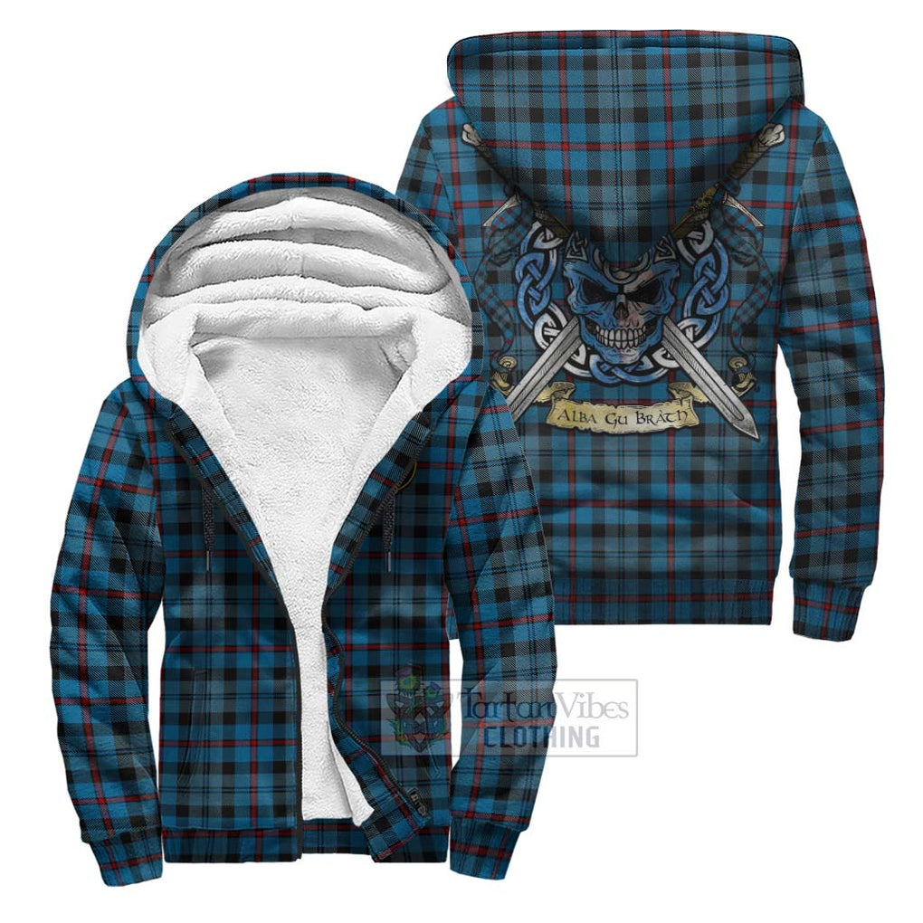 Tartan Vibes Clothing MacCorquodale (McCorquodale) Tartan Sherpa Hoodie with Family Crest Celtic Skull Style