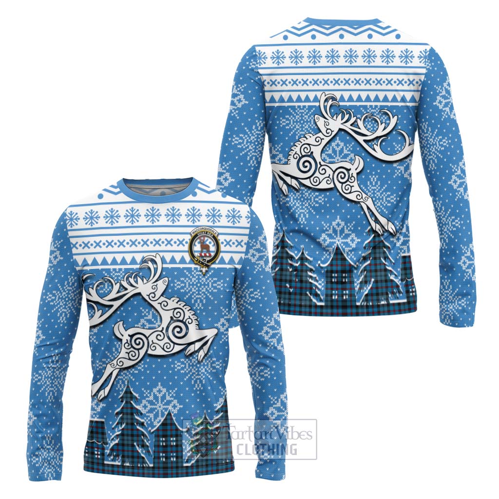 Tartan Vibes Clothing MacCorquodale (McCorquodale) Clan Christmas Long Sleeve T-Shirt Celtic Reindeer Style