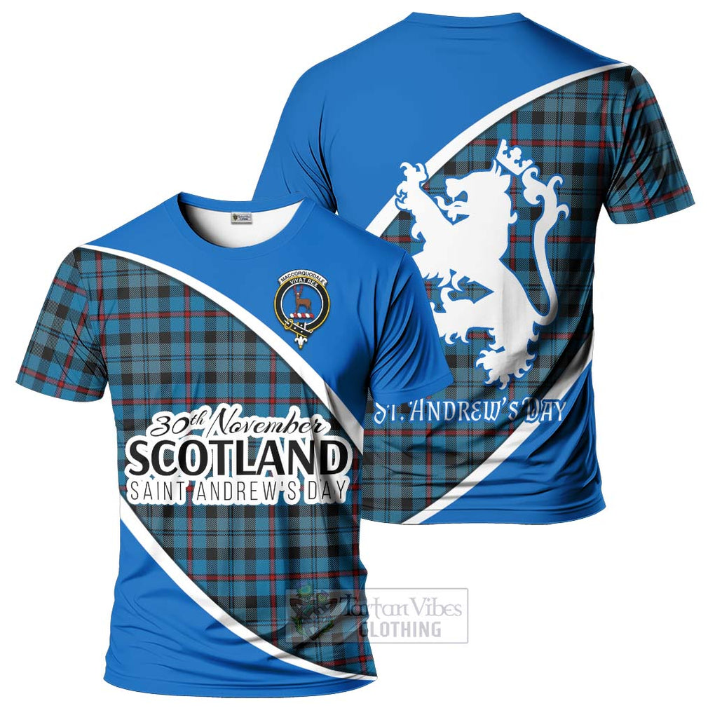 Tartan Vibes Clothing MacCorquodale (McCorquodale) Family Crest Tartan T-Shirt Celebrate Saint Andrew's Day in Style