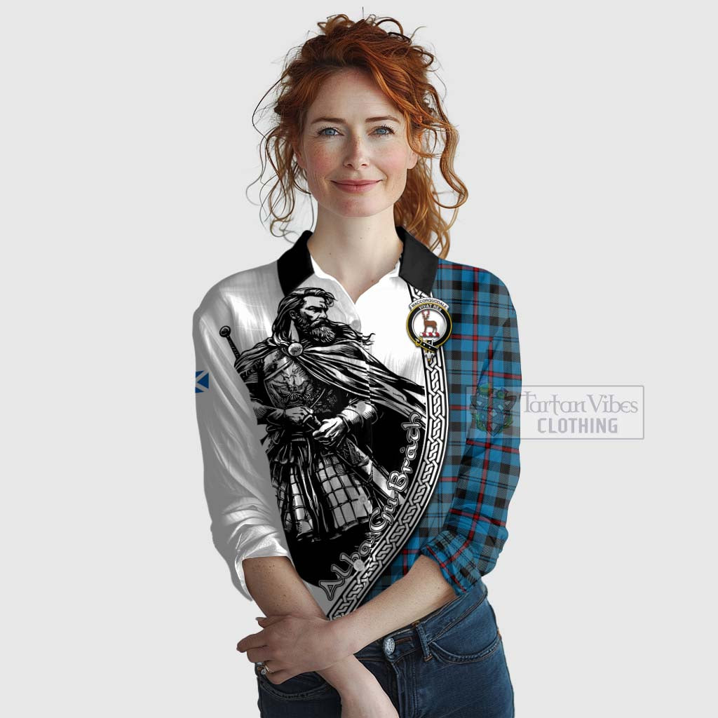 Tartan Vibes Clothing MacCorquodale (McCorquodale) Tartan Clan Crest Women's Casual Shirt with Highlander Warrior Celtic Style