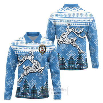 MacCorquodale (McCorquodale) Clan Christmas Long Sleeve Polo Shirt Celtic Reindeer Style