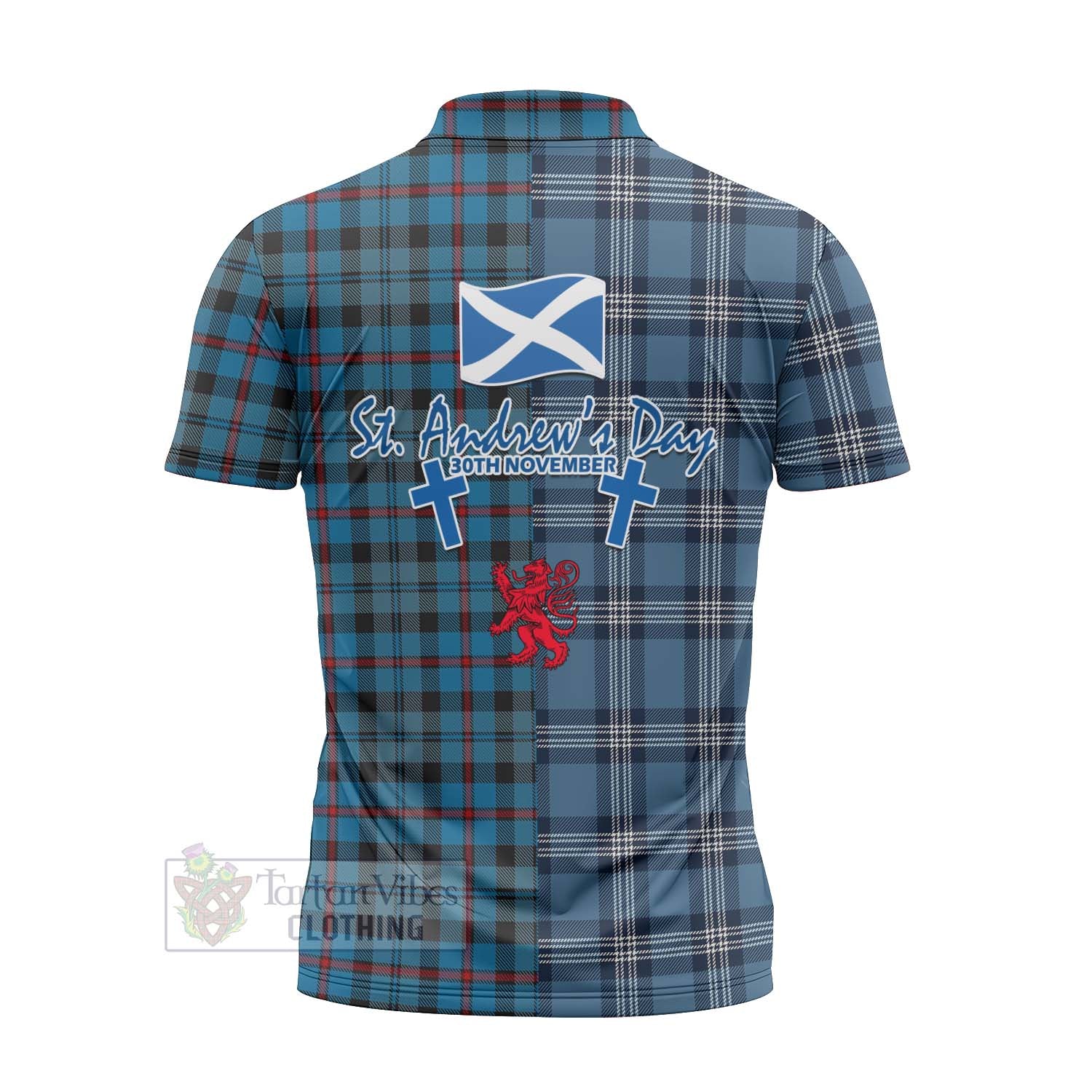 Tartan Vibes Clothing MacCorquodale (McCorquodale) Tartan Zipper Polo Shirt Happy St. Andrew's Day Half Tartan Style