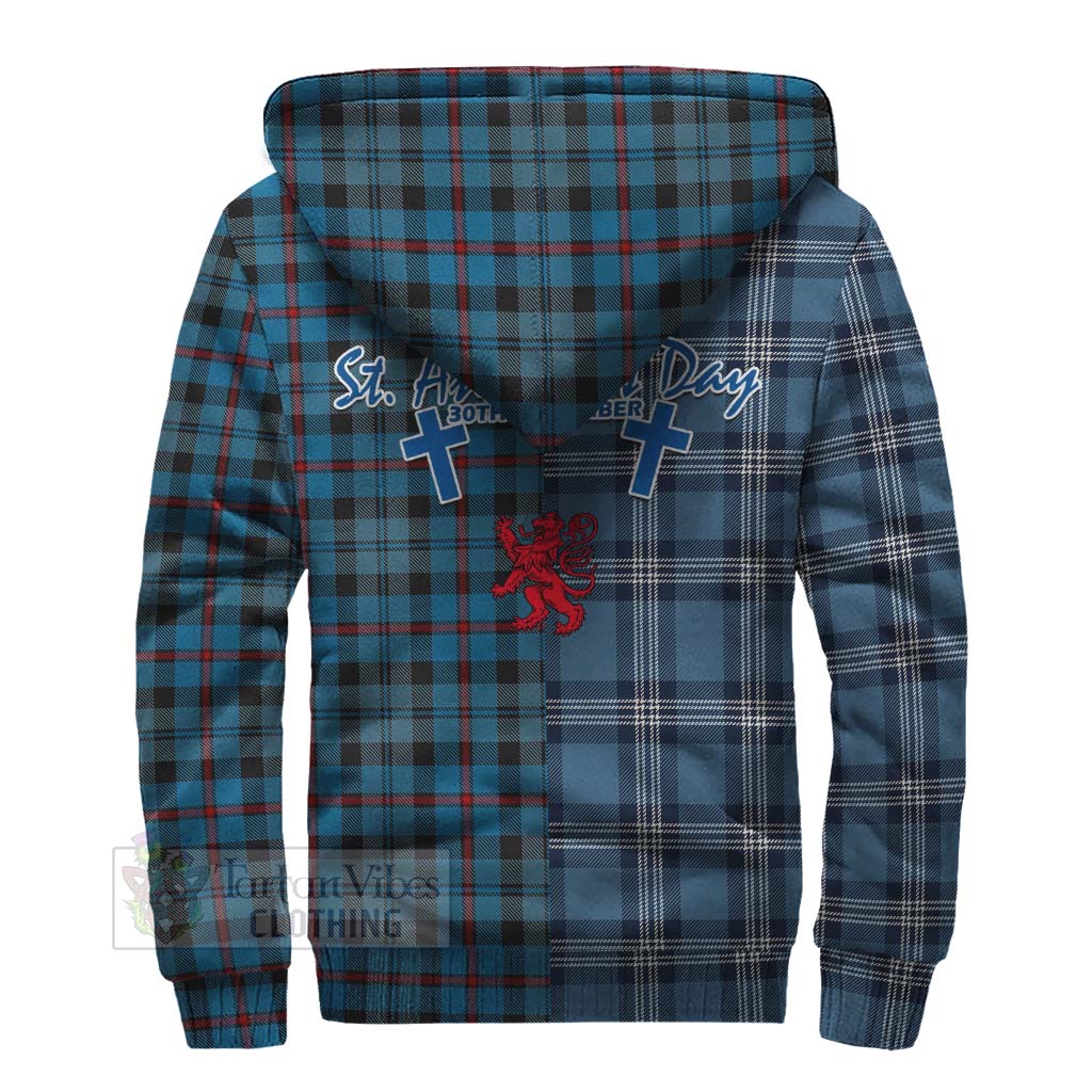 Tartan Vibes Clothing MacCorquodale (McCorquodale) Tartan Sherpa Hoodie Happy St. Andrew's Day Half Tartan Style