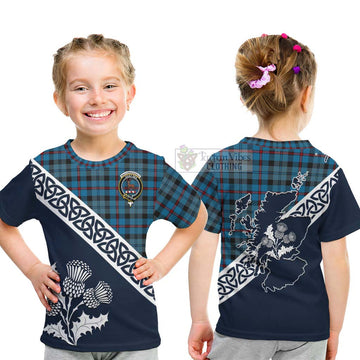 MacCorquodale (McCorquodale) Tartan Kid T-Shirt Featuring Thistle and Scotland Map