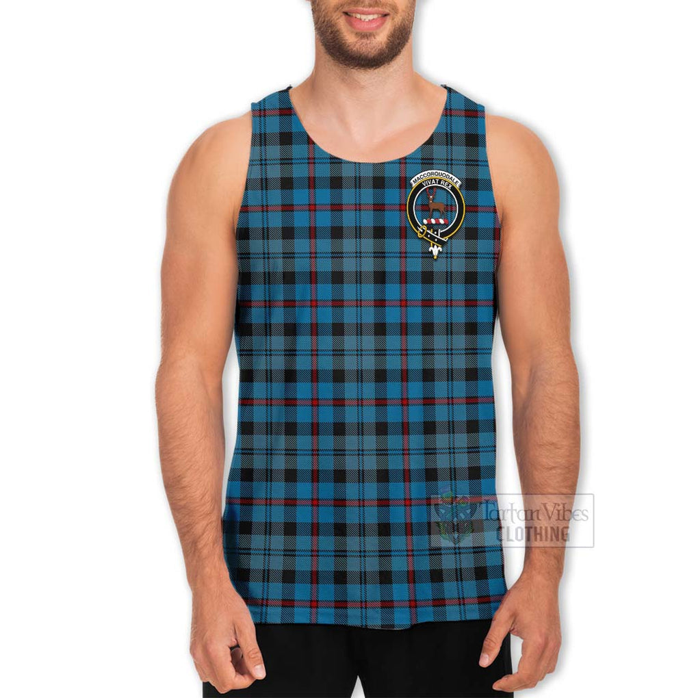 Tartan Vibes Clothing MacCorquodale (McCorquodale) Tartan Men's Tank Top with Family Crest and Bearded Skull Holding Bottles of Whiskey