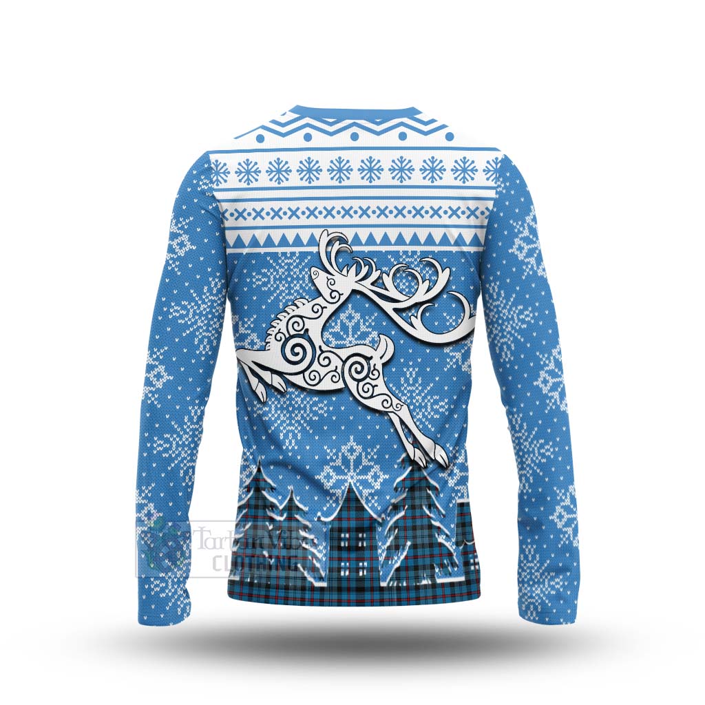 Tartan Vibes Clothing MacCorquodale (McCorquodale) Clan Christmas Long Sleeve T-Shirt Celtic Reindeer Style