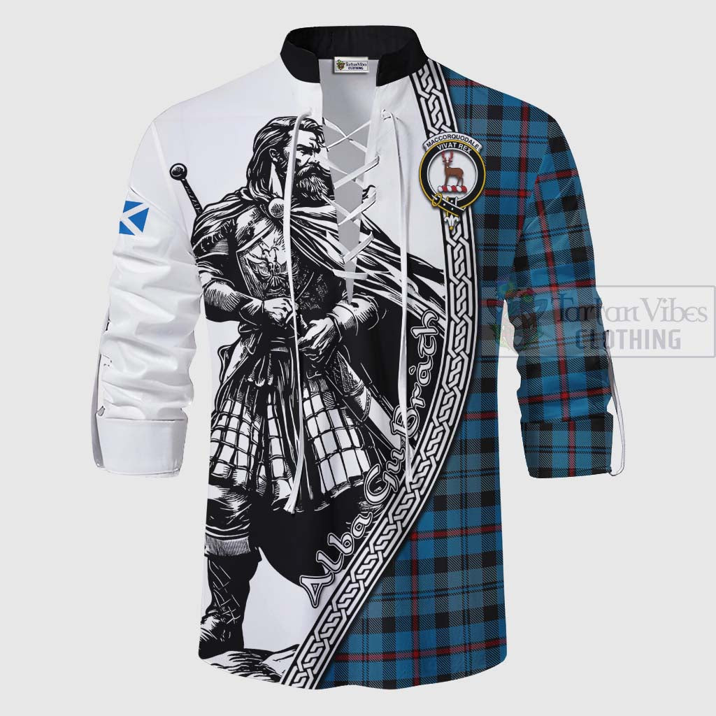 Tartan Vibes Clothing MacCorquodale (McCorquodale) Tartan Clan Crest Ghillie Kilt Shirt with Highlander Warrior Celtic Style