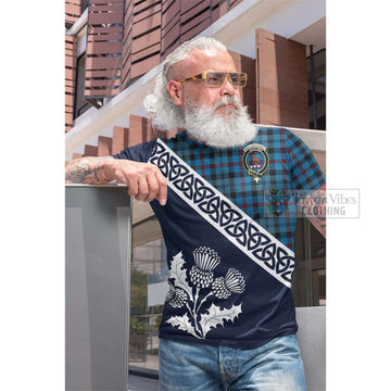 MacCorquodale (McCorquodale) Tartan Cotton T-shirt Featuring Thistle and Scotland Map