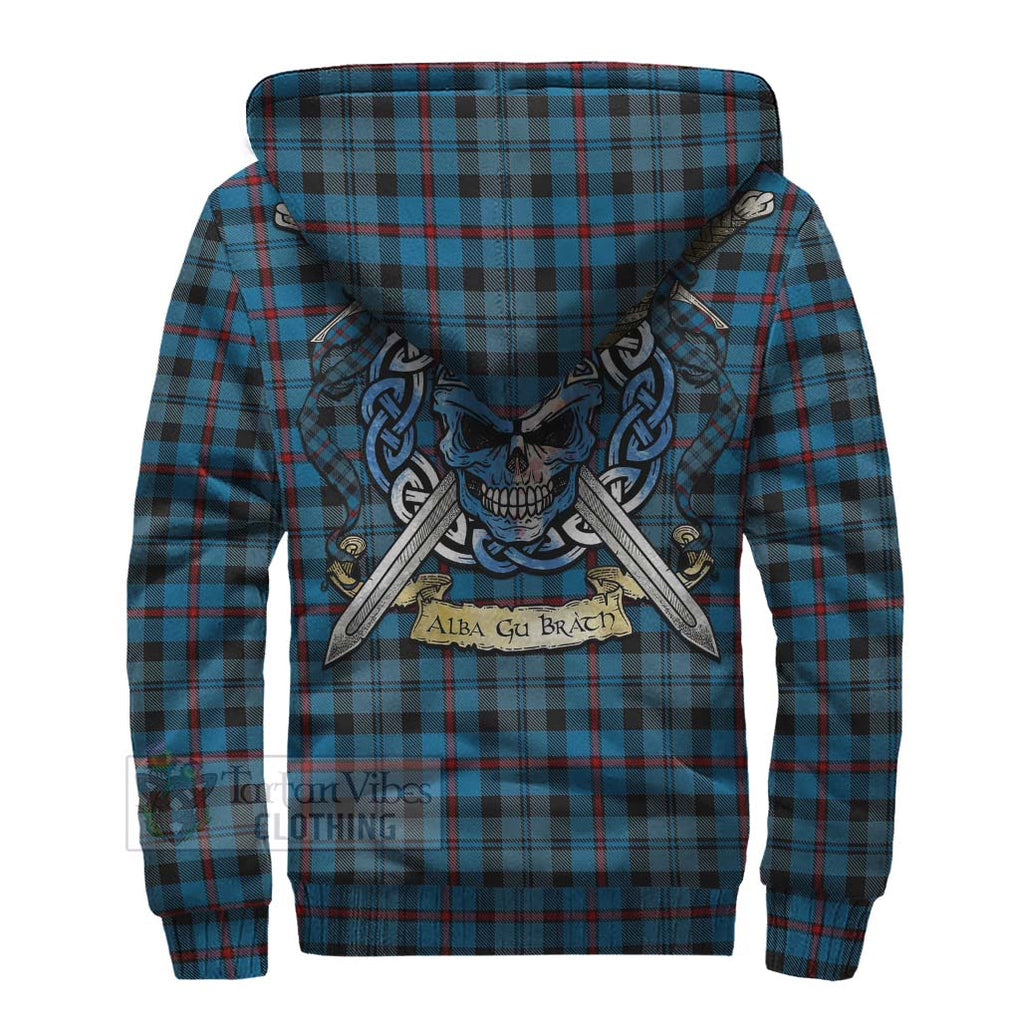 Tartan Vibes Clothing MacCorquodale (McCorquodale) Tartan Sherpa Hoodie with Family Crest Celtic Skull Style