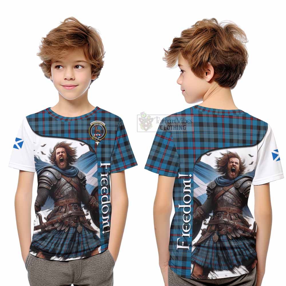 Tartan Vibes Clothing MacCorquodale (McCorquodale) Crest Tartan Kid T-Shirt Inspired by the Freedom of Scottish Warrior