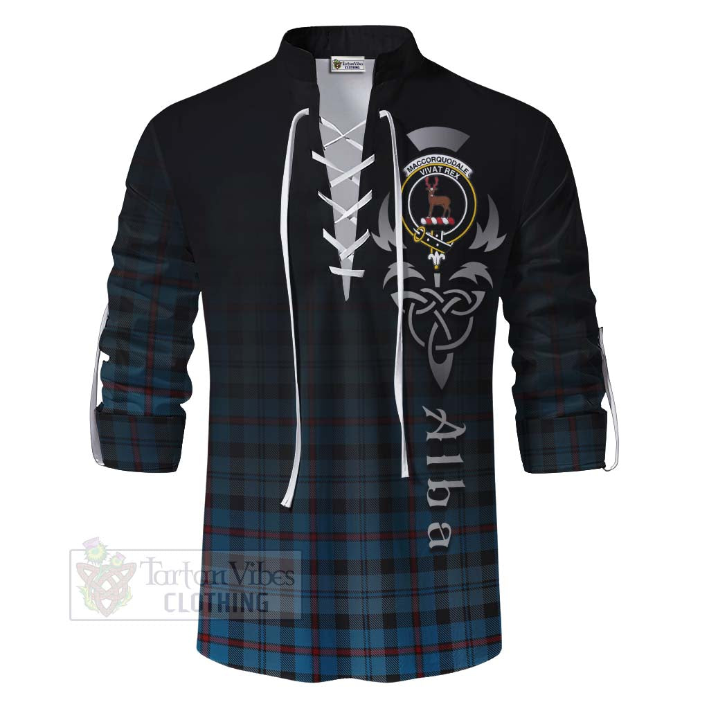 Tartan Vibes Clothing MacCorquodale (McCorquodale) Tartan Ghillie Kilt Shirt Featuring Alba Gu Brath Family Crest Celtic Inspired