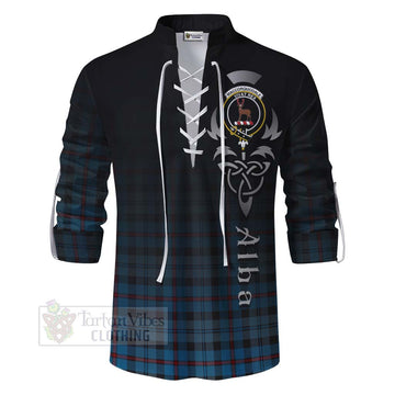 MacCorquodale (McCorquodale) Tartan Ghillie Kilt Shirt Featuring Alba Gu Brath Family Crest Celtic Inspired