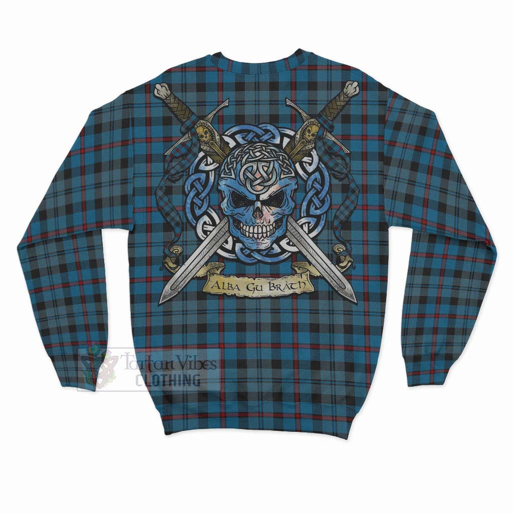 Tartan Vibes Clothing MacCorquodale (McCorquodale) Tartan Sweatshirt with Family Crest Celtic Skull Style