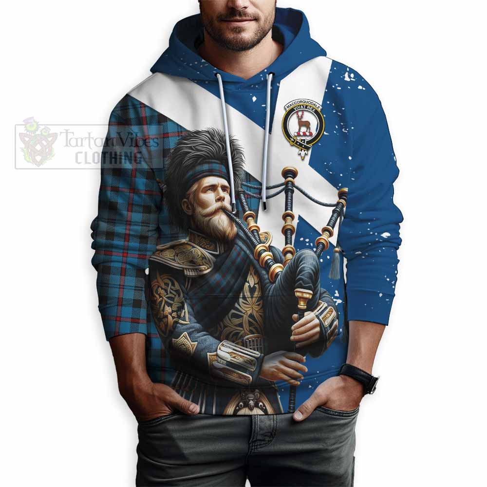 Tartan Vibes Clothing MacCorquodale (McCorquodale) Tartan Hoodie with Family Crest Scottish Bagpiper Vibes