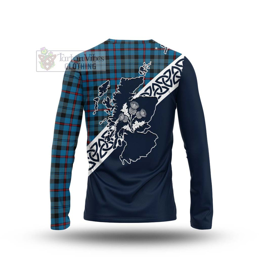 Tartan Vibes Clothing MacCorquodale (McCorquodale) Tartan Long Sleeve T-Shirt Featuring Thistle and Scotland Map