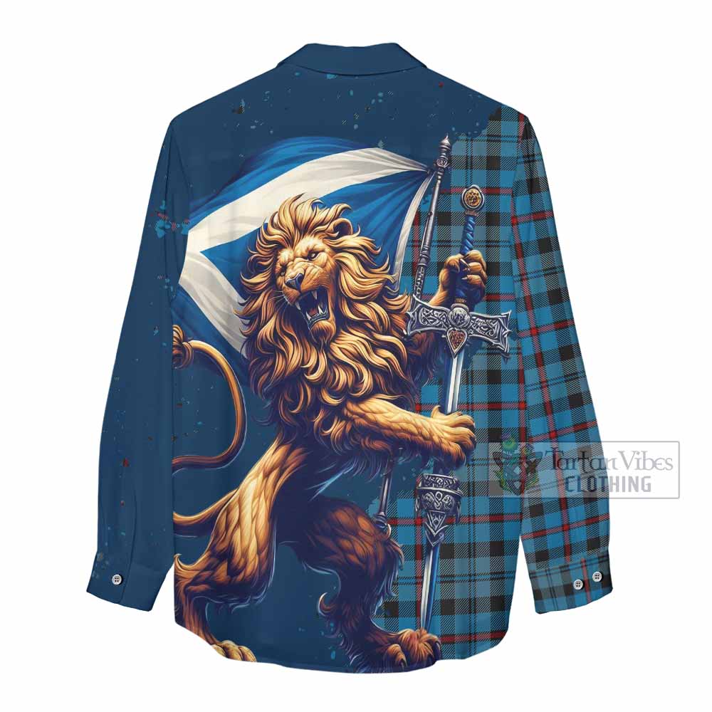 Tartan Vibes Clothing MacCorquodale (McCorquodale) Tartan Family Crest Women's Casual Shirt with Scottish Majestic Lion