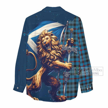 MacCorquodale (McCorquodale) Tartan Family Crest Women's Casual Shirt with Scottish Majestic Lion