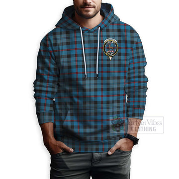 MacCorquodale (McCorquodale) Tartan Hoodie with Family Crest and Bearded Skull Holding Bottles of Whiskey