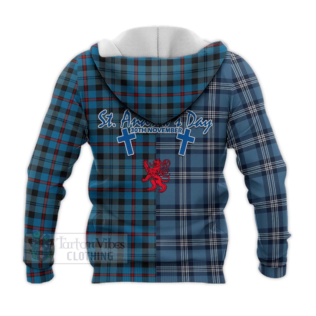 Tartan Vibes Clothing MacCorquodale (McCorquodale) Tartan Knitted Hoodie Happy St. Andrew's Day Half Tartan Style