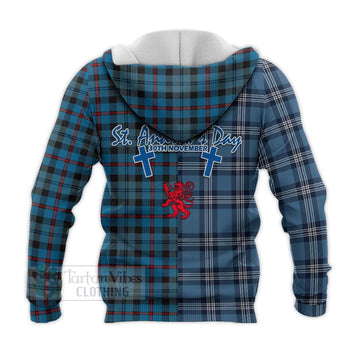 MacCorquodale (McCorquodale) Tartan Knitted Hoodie Happy St. Andrew's Day Half Tartan Style