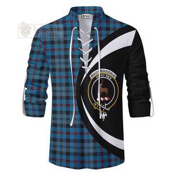 MacCorquodale (McCorquodale) Tartan Ghillie Kilt Shirt with Family Crest Circle Style