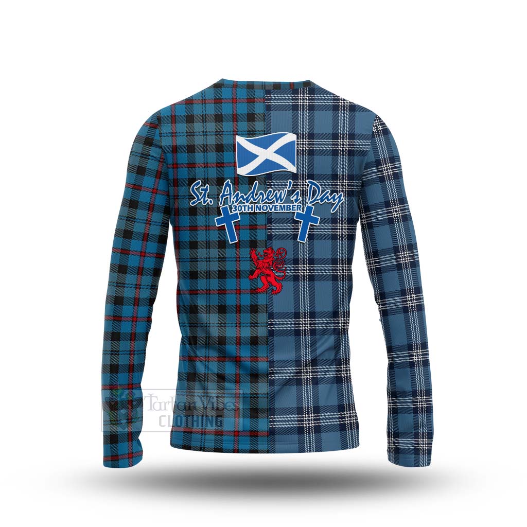 Tartan Vibes Clothing MacCorquodale (McCorquodale) Tartan Long Sleeve T-Shirt Happy St. Andrew's Day Half Tartan Style